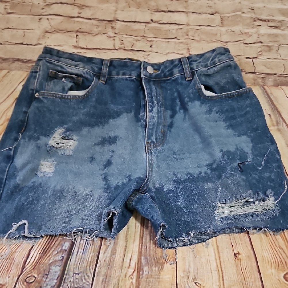 Shein XL Highwaisted Cut Off‎ Dustressed Jean Shorts